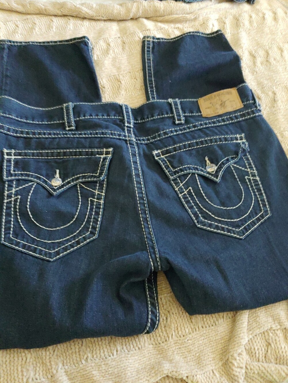 True Religion Ricky Relaxed Straight Jeans Men’s Size 46 Dark Wash Flap Pocket